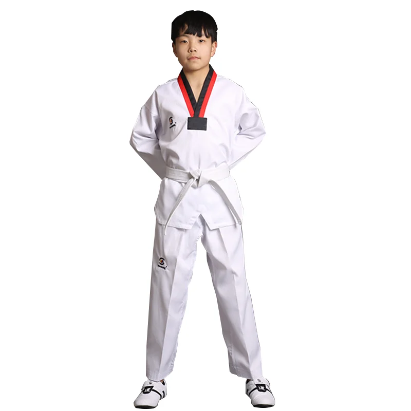 Martial arts wear taekwondo dobok wtf uniform cheap white kids adults dobok suit taekwondo uniform