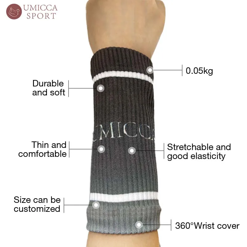 Umicca Custom Colorful Sports Wristbands Sweatbands Cotton Wrist Brace LOGO Wrist Support
