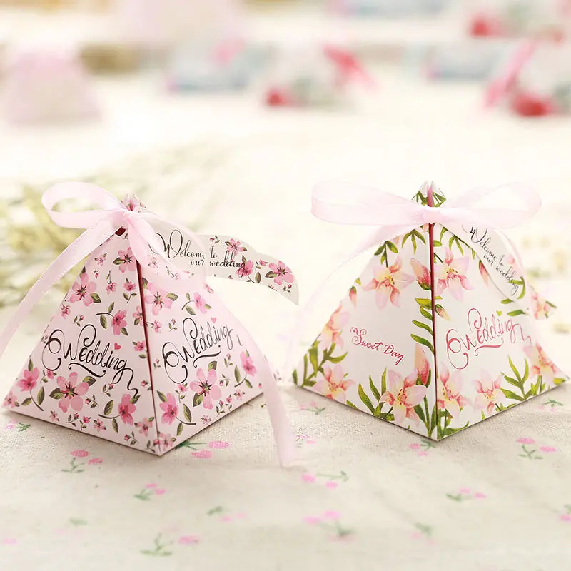 BSCI Wholesale Chinese Factory Custom Wedding candy gift box with ribbon