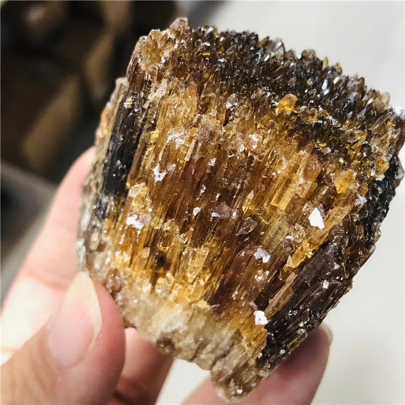 Natural Raw Rough Amber Calcite Specimen Chrysophoron yellow cluster Quartz Crystal Mineral Specimen