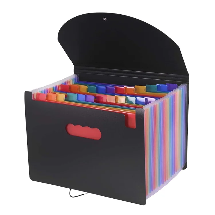 wholesale high quality A4 pp plastic 24 pockets classification folder organizer expanding file with handle