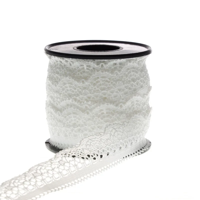 2.5cm White Lace Trim Sewing Crochet Ribbon Vintage Assorted Eyelet Lace Ribbons Roll for DIY  Dollies Wedding Crafts