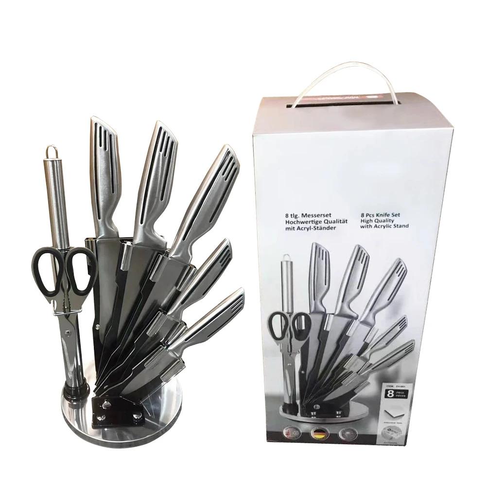  Изготовленный на заказ логотип 7pcs антипригарный кухонный инструмент кастрюля для готовки из нержавеющей стали нож шеф-повара набор с