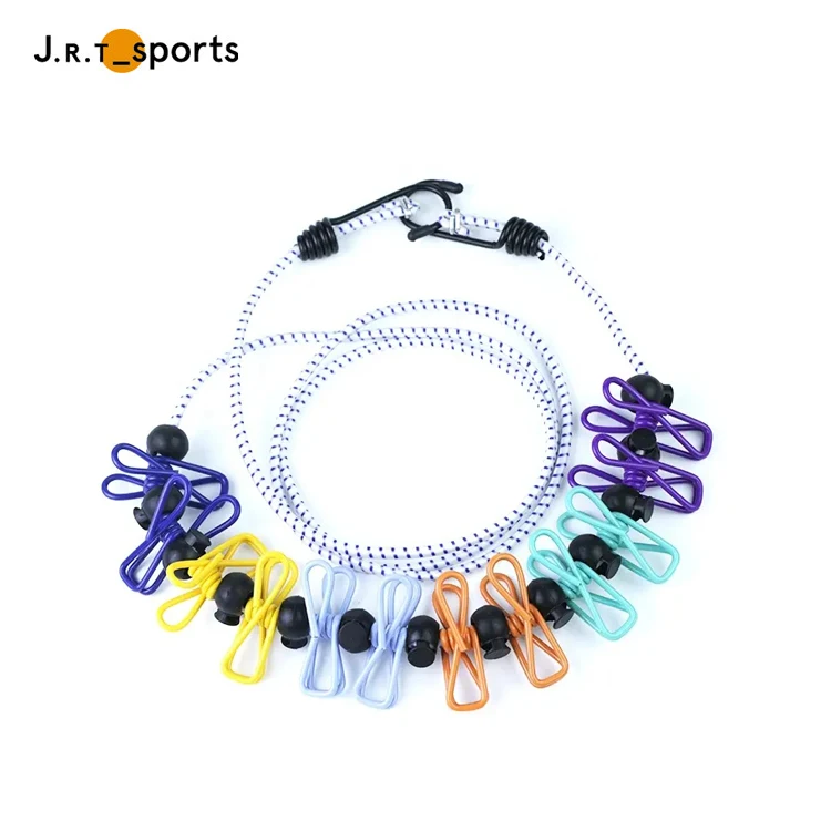 Outdoor Travel Camping Flexible Windproof Clotheslines with 12pcs of Clothespin Clips Clothing Metal Single 100% Polyester 1.8m