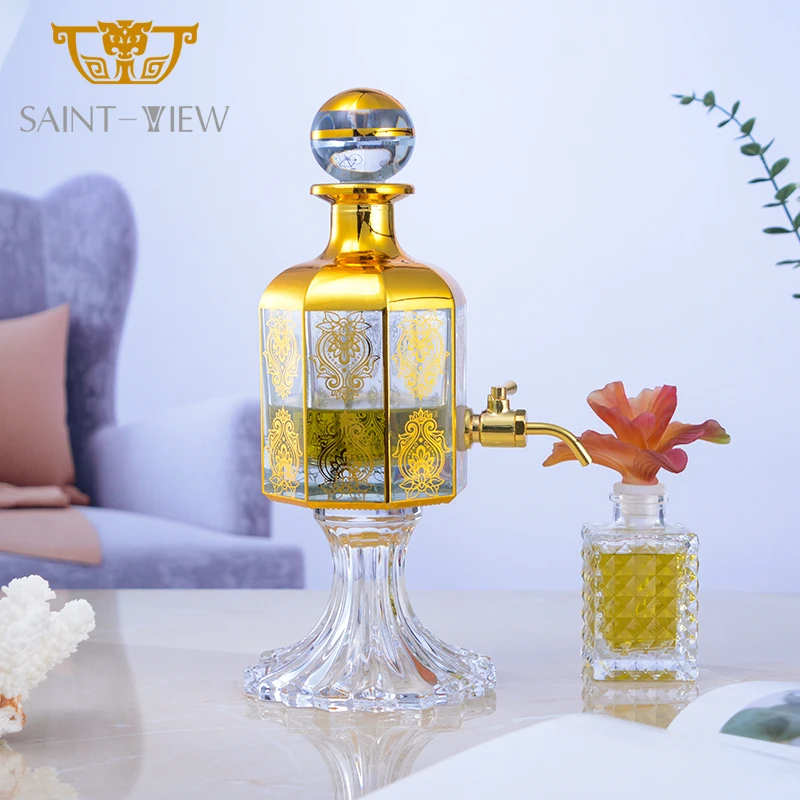 Luxurious Golden Crystal Perfume Fountain Dispenser with Vintage Design Elegant Fragrance Wedding Centerpiece