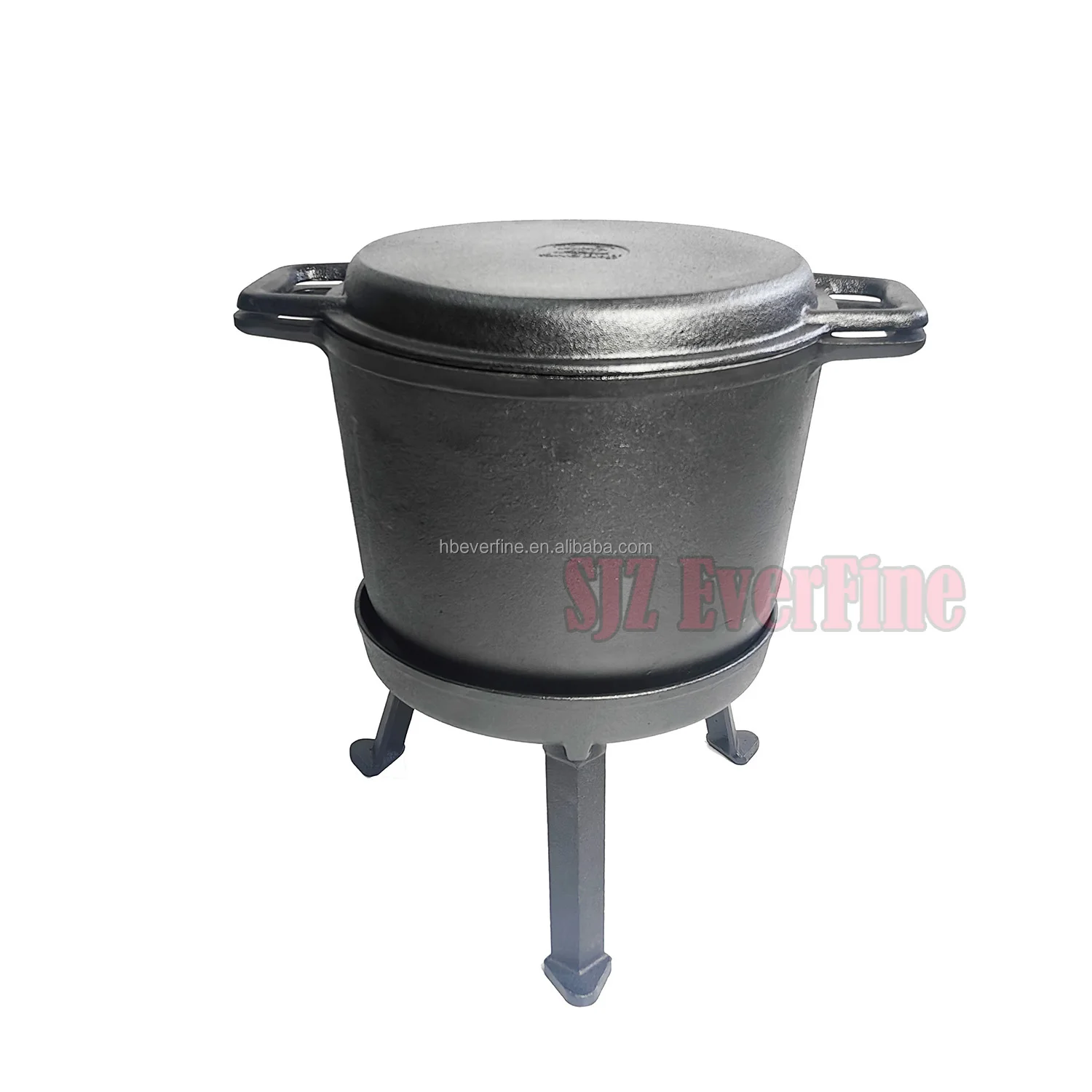 2 in 1 8L Poland Three Legs Cast Iron Meat Pot and hunt pot For Camping