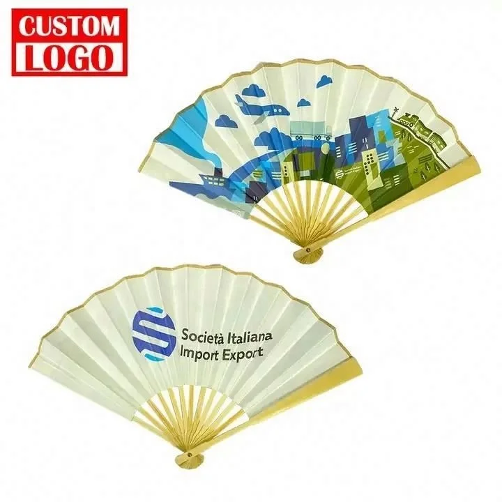 Japanese Chinese Vintage Fans Handheld Custom Printed Logo Promotional Folding Large Folding Bamboo Hand Fan