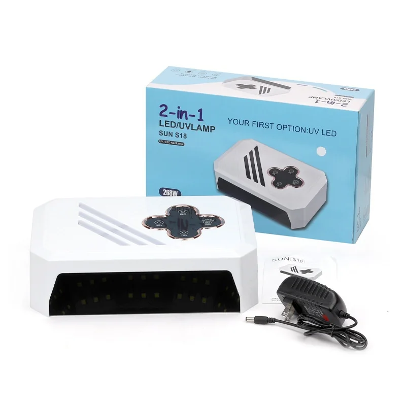 2023 Newest 268w Metal Base S18 Led Uv Nail Lamp 66LED Nail Dryer Lamp Double Hand With 4 Timer Auto Sensor  Manicure Tools
