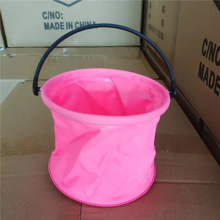 colorful kids funny Beach Sand Toy Buckets Foldable Collapsible Bucket PVC Portable Camping Fishing Bucket