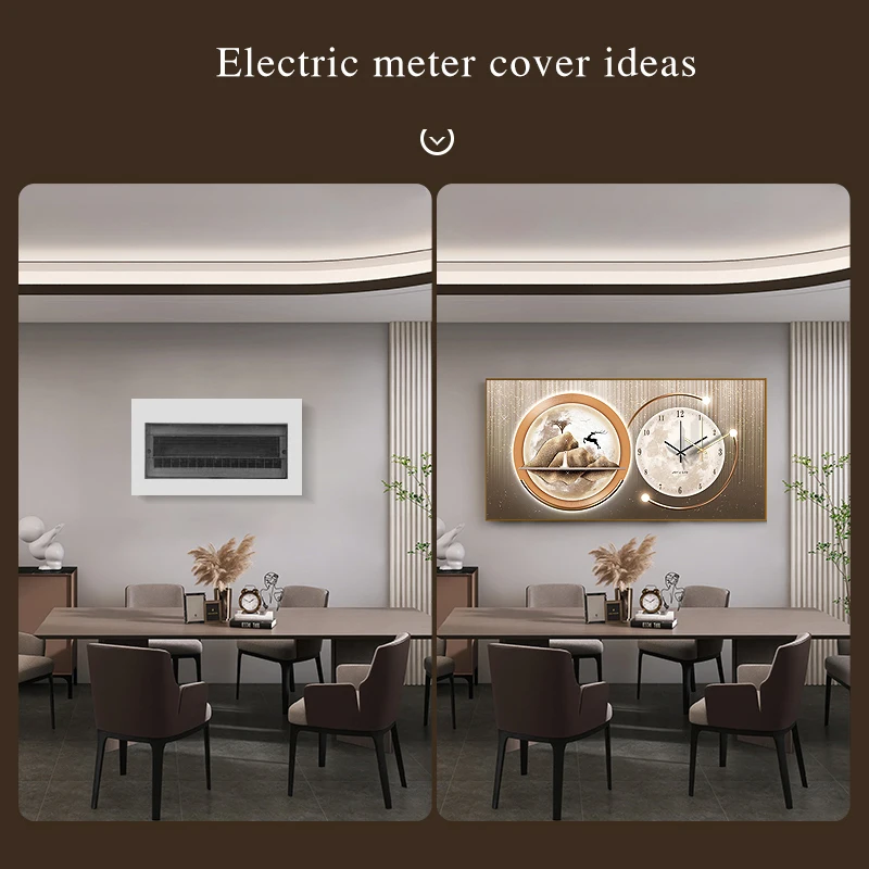 wholesale Modern Luxury Home Electric Meter Box Cover Decoration Paintings Flip upHome Hidden Switch Silent Clock Decoration