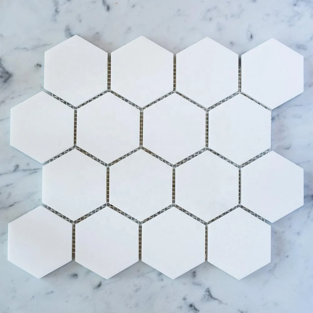 Factory Directly Premium Hexagon Thassos Marble Mosaic White Tile For Kitchen Backsplash