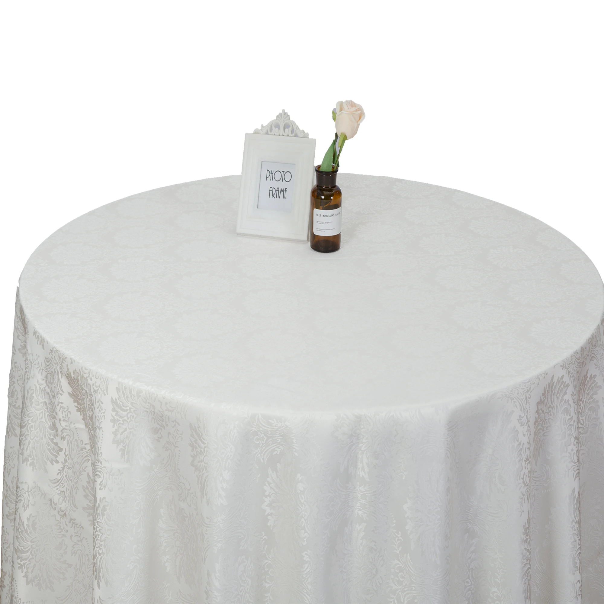 Wholesale Tablecloth Custom Size Wedding Solid Hotel Damask White Table Cover 120 Inch Round Tablecloth