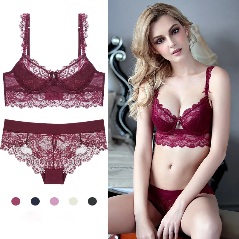 Кружевной сетчатый бюстгальтер, женское нижнее белье, сексуальный женский бюстгальтер с вышивкой, Комплект трусиков