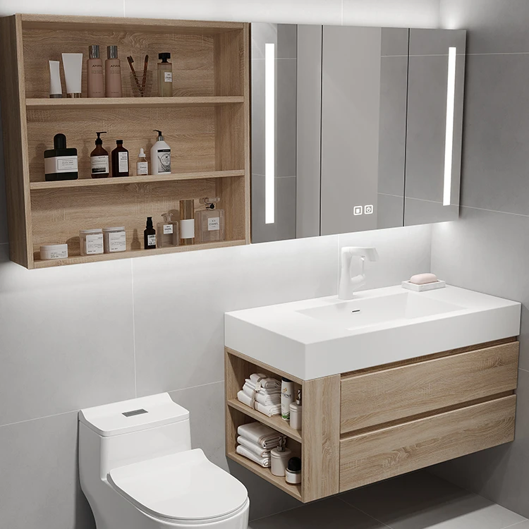 Wooden Bathroom Cabinet Set Log Style Bathroom Cabinet with Mirror