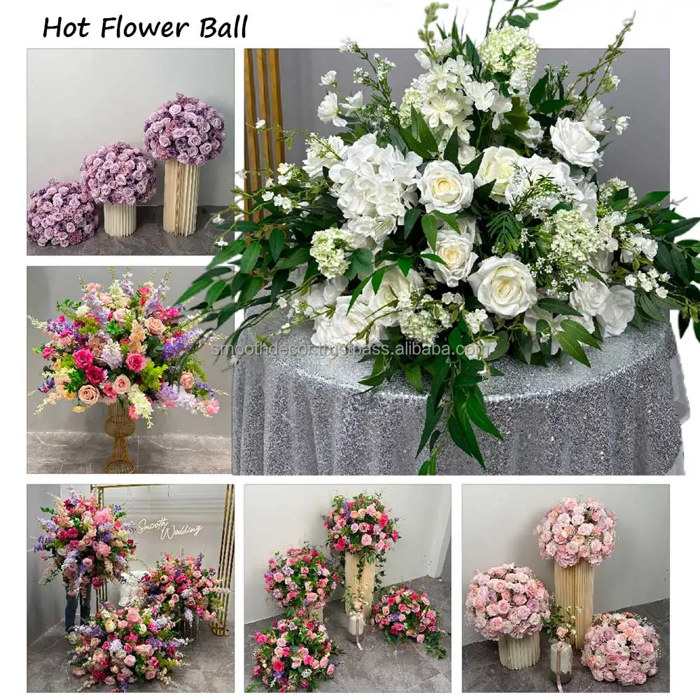 SMOOTH Best Seller Large Wedding Centerpieces Flower Arrangements 80cm Big Artificial Silk White Rose Flower Ball