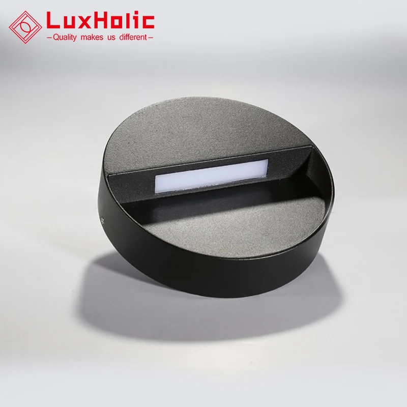  LuxHolic круглые 4 Вт черные алюминиевые водонепроницаемые поверхностные крепления лестницы шаг света современные наружные светодиодные Настенные