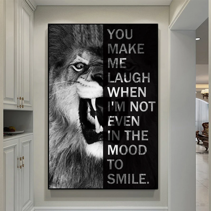 Home Decor Wild Lion Letter Motivational Quote Art Posters and Prints Decorative Picture inspirational canvas quote wall art