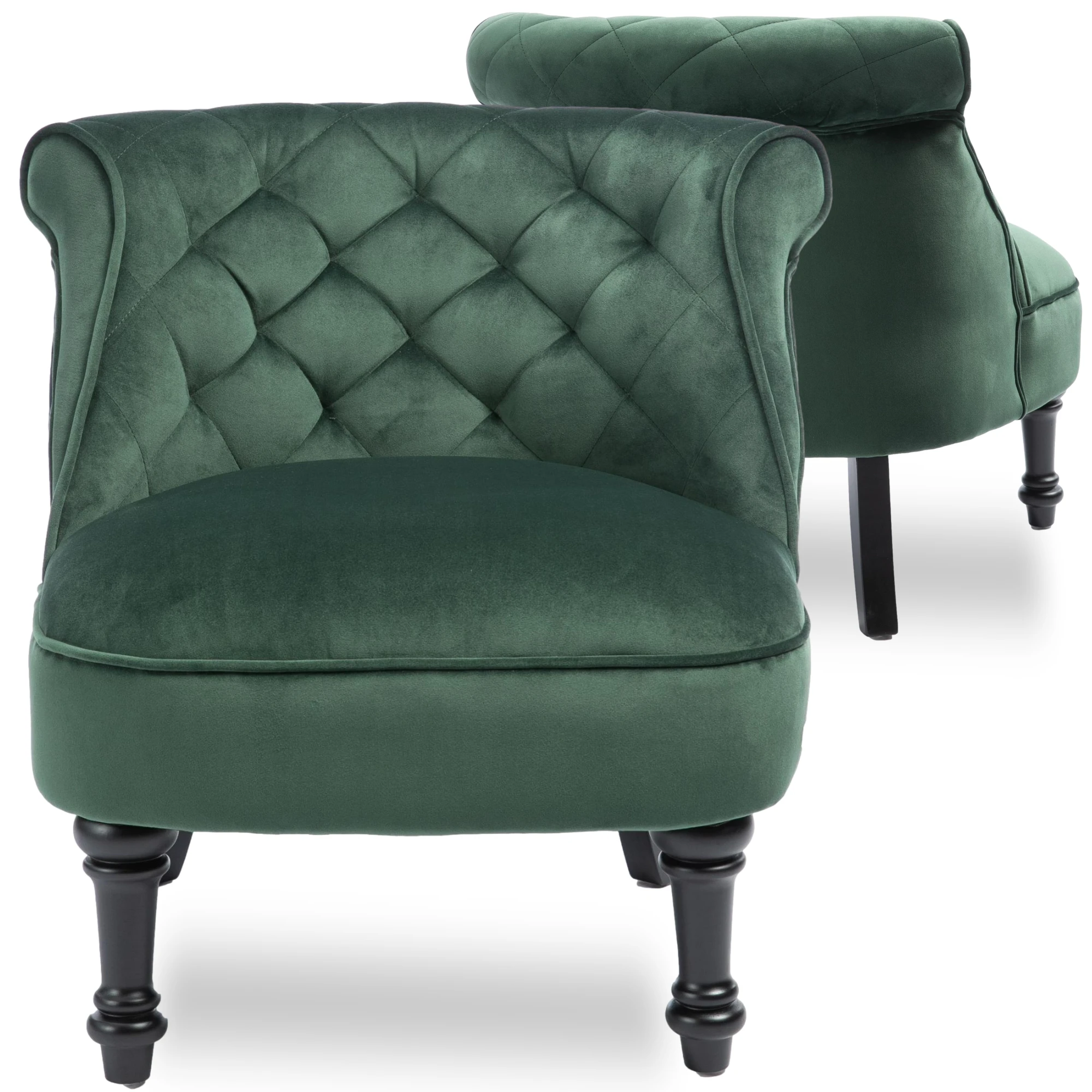 Classic Green Velvet Upholstered Solid Wood Living Room Accent Chair