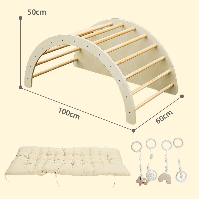 5-in-1 Kids Rocker Wooden Toys Climbing Arch Sensory Table Collapsible Storage Compartment Outdoor Bedroom Educational Learning