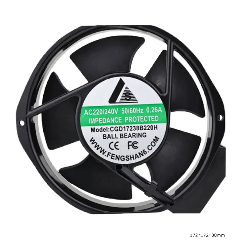 172mm High CFM Axial Fan 2-Pin 110V 220V 230V Ac Motor 17238 Industrial Cooling Fan 172x150x38mm Ac Brushless Fan