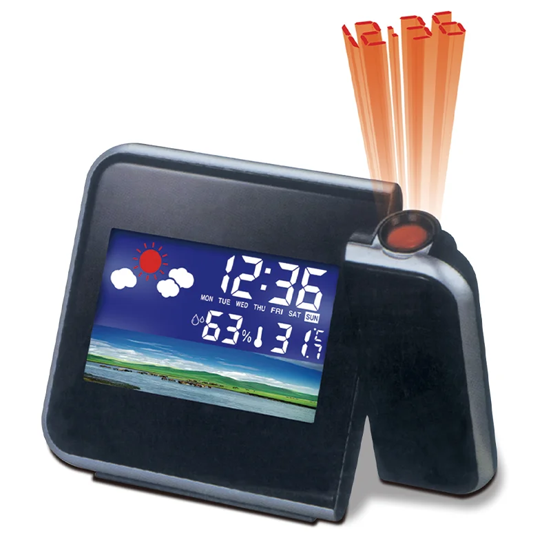 Projection Alarm Clock with Projection Projection Alarm Clock Digital Alarm Clock LCD Display 180 LED Mirror Screen 8190C