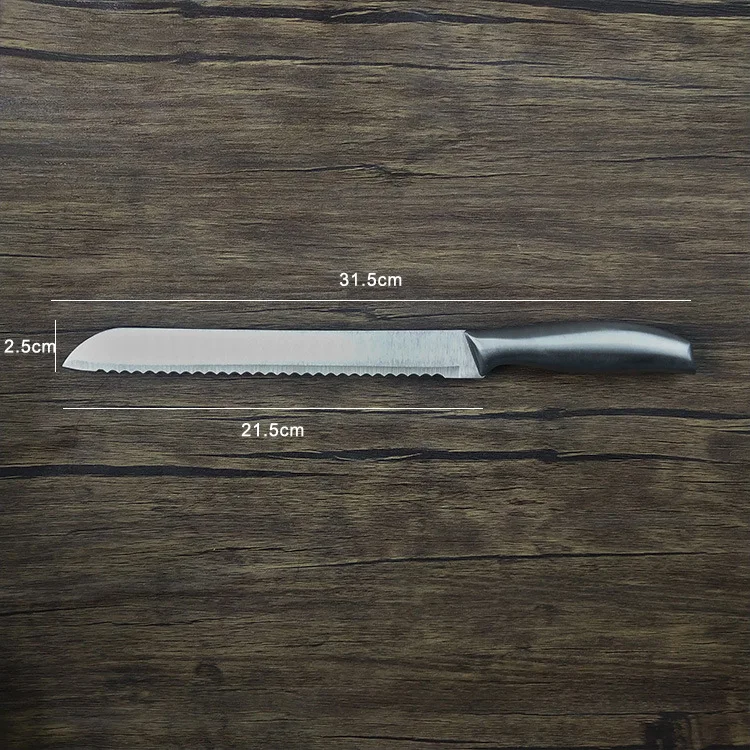 2024 Новый 8-дюймовый модернистский Острый как бритва нож для хлеба из нержавеющей стали зубчатый торта с полой ручкой