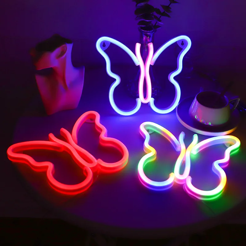 LED neon light butterfly shaped night light creative bedroom decoration light