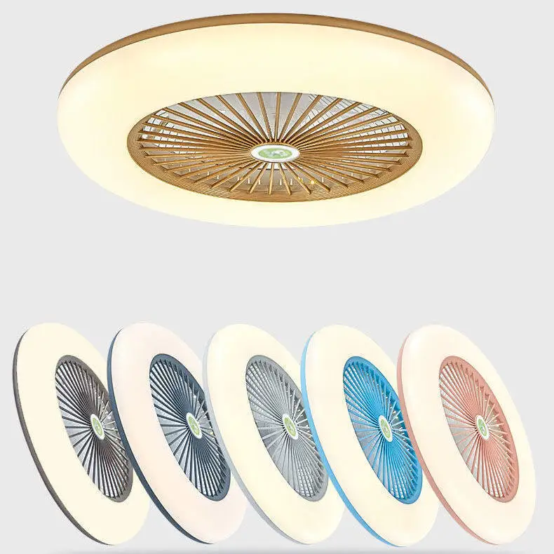 Modern Led Ceiling Fan Lights Ac Motor 3 Speed Adjustable Bedroom Light Remote Control Round Fan Lamps For Living Room