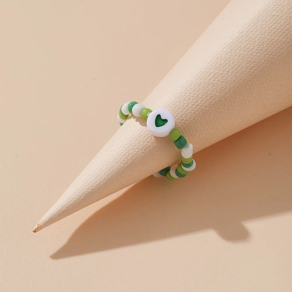 Boho Multicolor Polymer Clay Rings for Women Vintage Ethnic Handmade Imitation Pearl Bead Stack Elastic Ring Femme Jewelry Gift