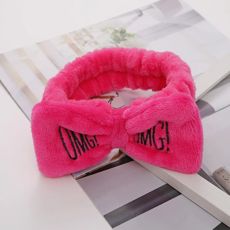 
Colorful Women Bow Hair Band Fashion OMG Letters Wash Face Headband Girls Headwear Hairbands Coral Fleece Hair Accessories 