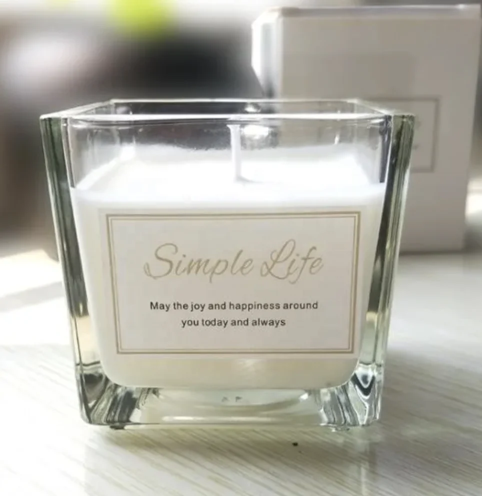 wholesale high-quality clear square glass candle jars & candle holder for home decor with lid