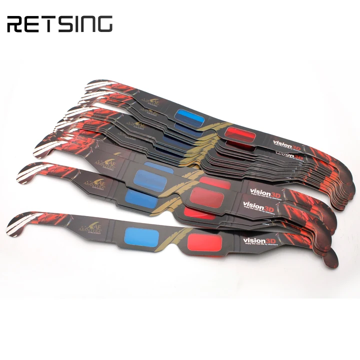 Customized Printing Red Cyan Anaglyph 3D Paper Eye Glasses Red Blue 3D Cardboard Glasses