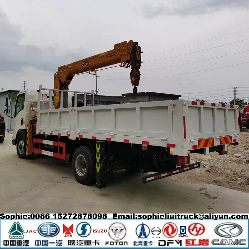 Customized HOWO 4x2 4x4 RHD 2T Straight Boom Crane Truck 5T Telescopic Arm Crane Truck 3T Truck Mounted Crane With Dumper Box