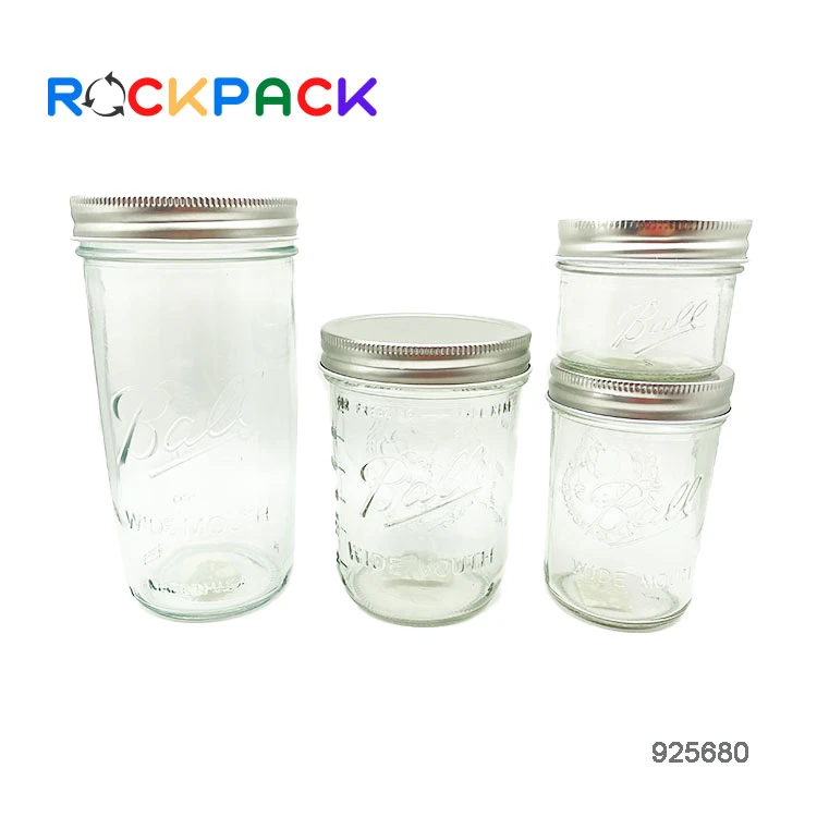 Wholesale food honey jar candy coffee tea containers clear custom logo glass spice storage mason with metal lid