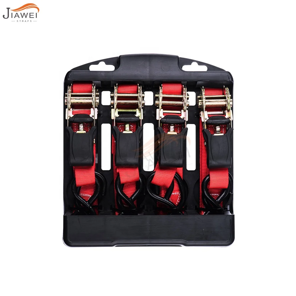 
4 pack mini Rubber Ratchet Strap Tie Down Ratchets Cargo Lashing Tension Belt with S Hook 4-pk 