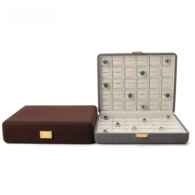 Green Luxury Storage Leather Organizer Eco Friendly Ring Stackable Wood Red Jewelry Display Trays With Lid