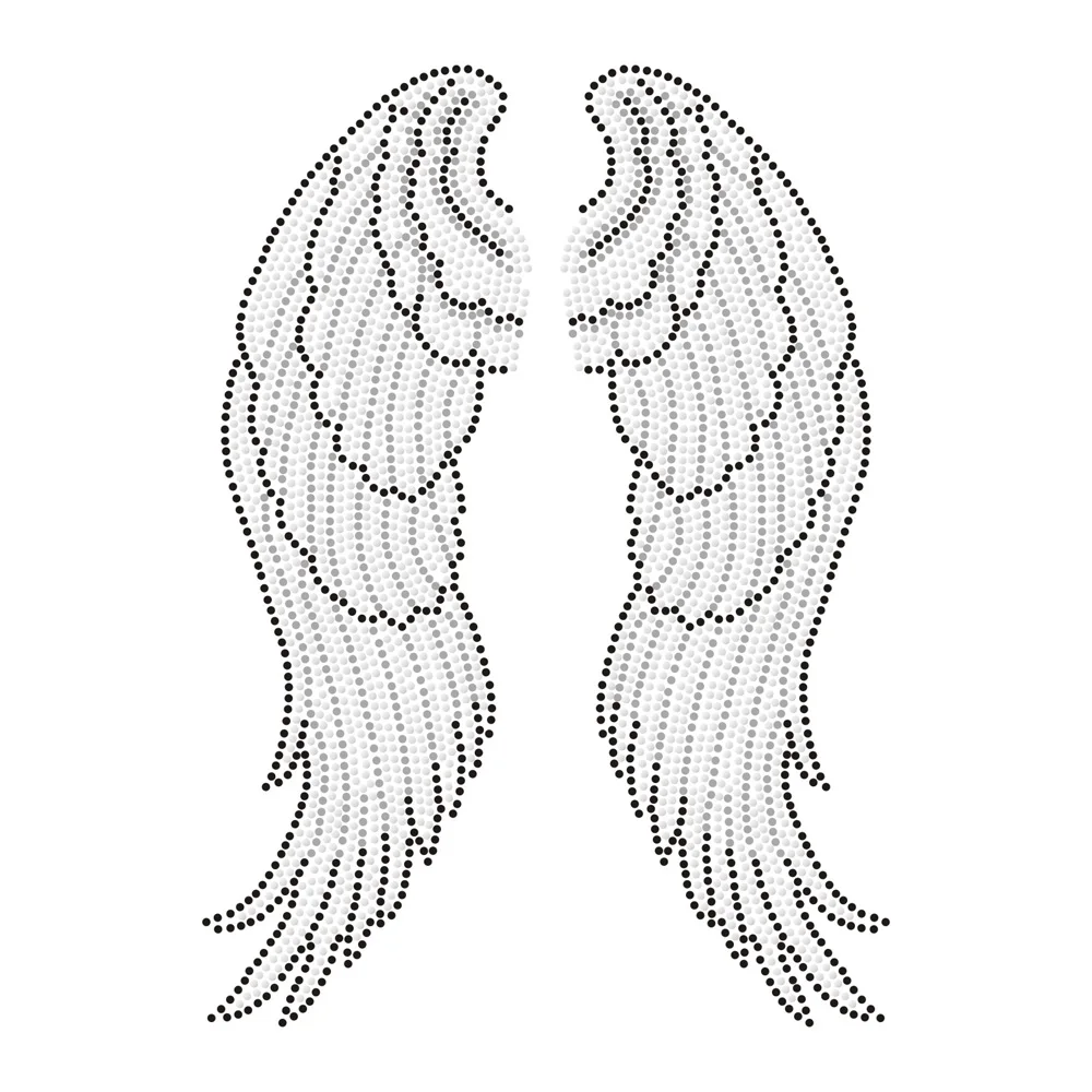 Factory Price Wings Rhinestone HotFix Transfer Motifs Design For tshirt Bling Hot Fix Rhinestone Transfer Custom Designs