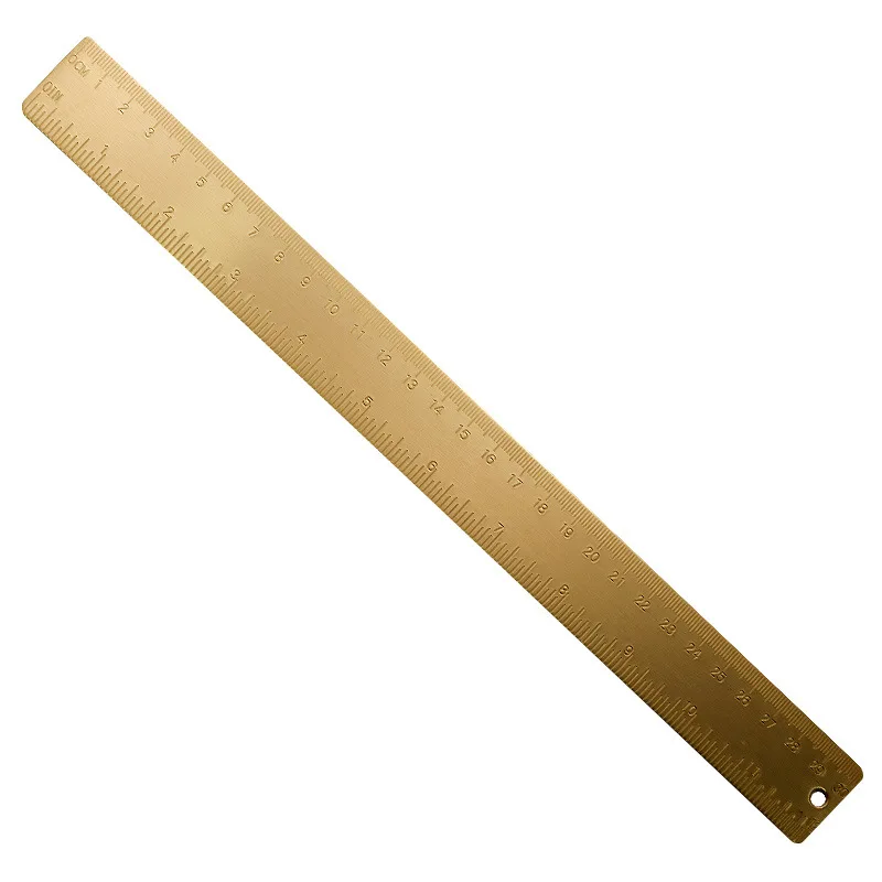 Promotional brass ruler 30cm double scale retro ruler metal ruler