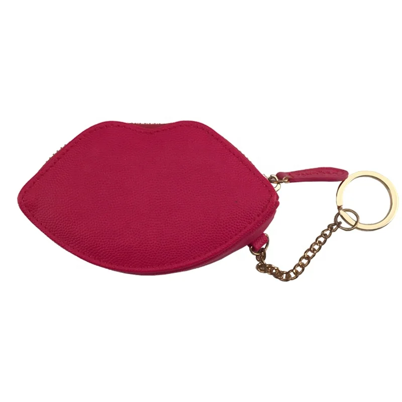 Coin Purse Zipper Coin Wallet with Keychain Hot Sexy Mouth Design PU Leather ISO9001:2008 National 1000pcs Animal Prints Accept