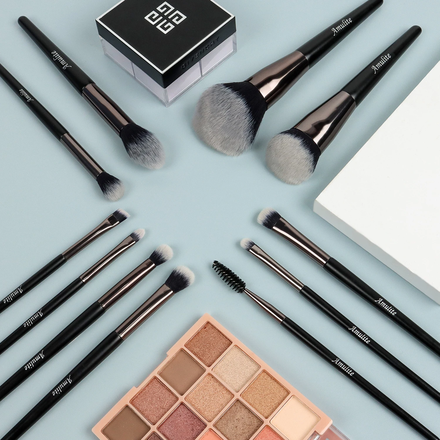 AMULITE 11pcs Makeup Brushes For Powder Foundation Contour Eyeshadow Cosmetic brush set makeup brushes custom logo