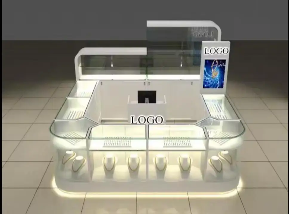 Mujiang China Factory Direct Sale Jewellery Display Kiosk for Jewelry Store Watch Store Glass