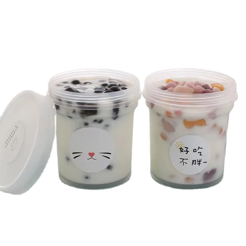 500ml 16 oz Round disposable taro ice cream dessert bowl takeaway Plastic PP Frozen Yogurt Jelly Dessert Cups box with Lid