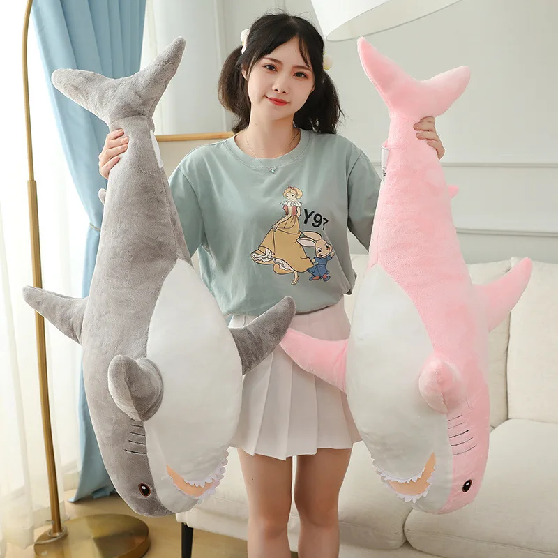 Giant Shark Plush Toys Soft Marine Organism Blue Shark Stuffed Animal Toy Funny Sleeping Pillow Cushion Aquarium Gift For Kids