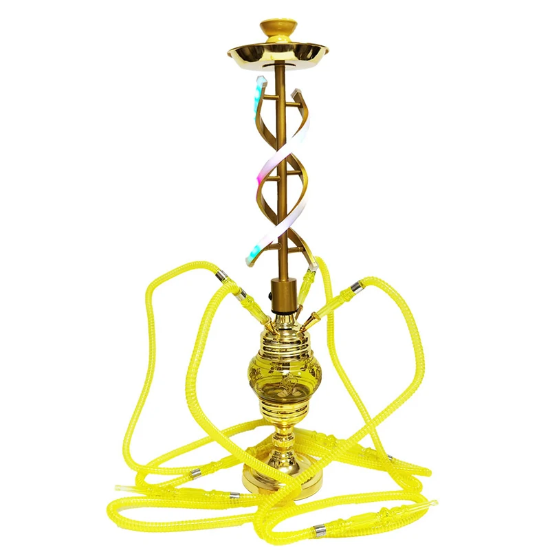 Оптовая продажа четыре шланга Sheesha Hukah светодиодный кальян черный перезаряжаемый с ароматизированными палочками импортный