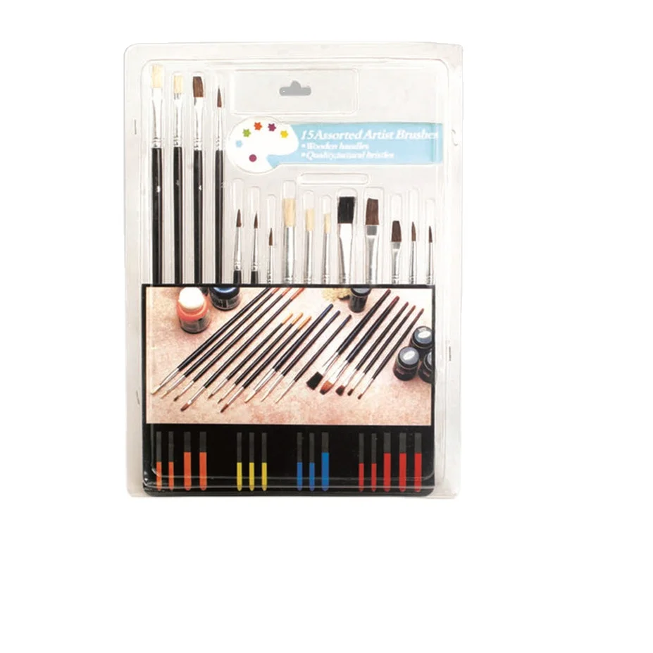 Artist Professional Kits Nylon Hair Brushes Oil Watercolor Acrylic 15pcs Paint Brush Set