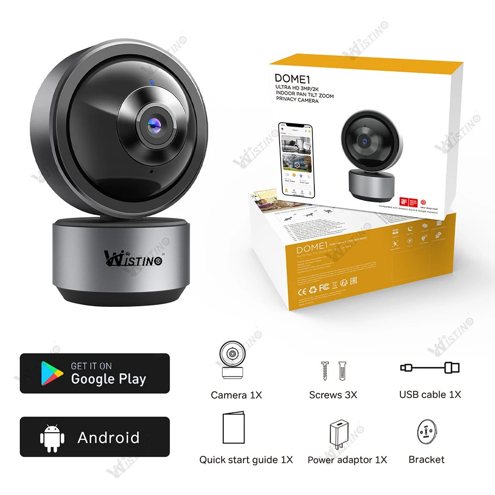 wistino Tuya 5 mp cctv camera indoor night vision full color rechargeable cctv camera