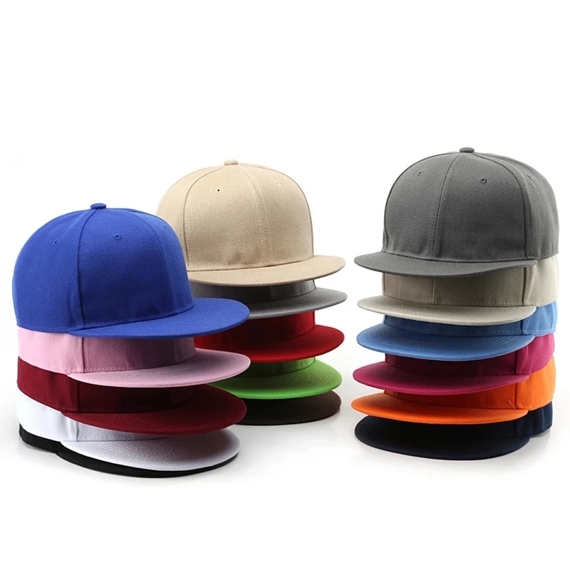 High Quality Wholesale Unisex Adults Sports Hats Adjustable Hip Hop Flat Brim Cotton Snapback Hats Cap For Men