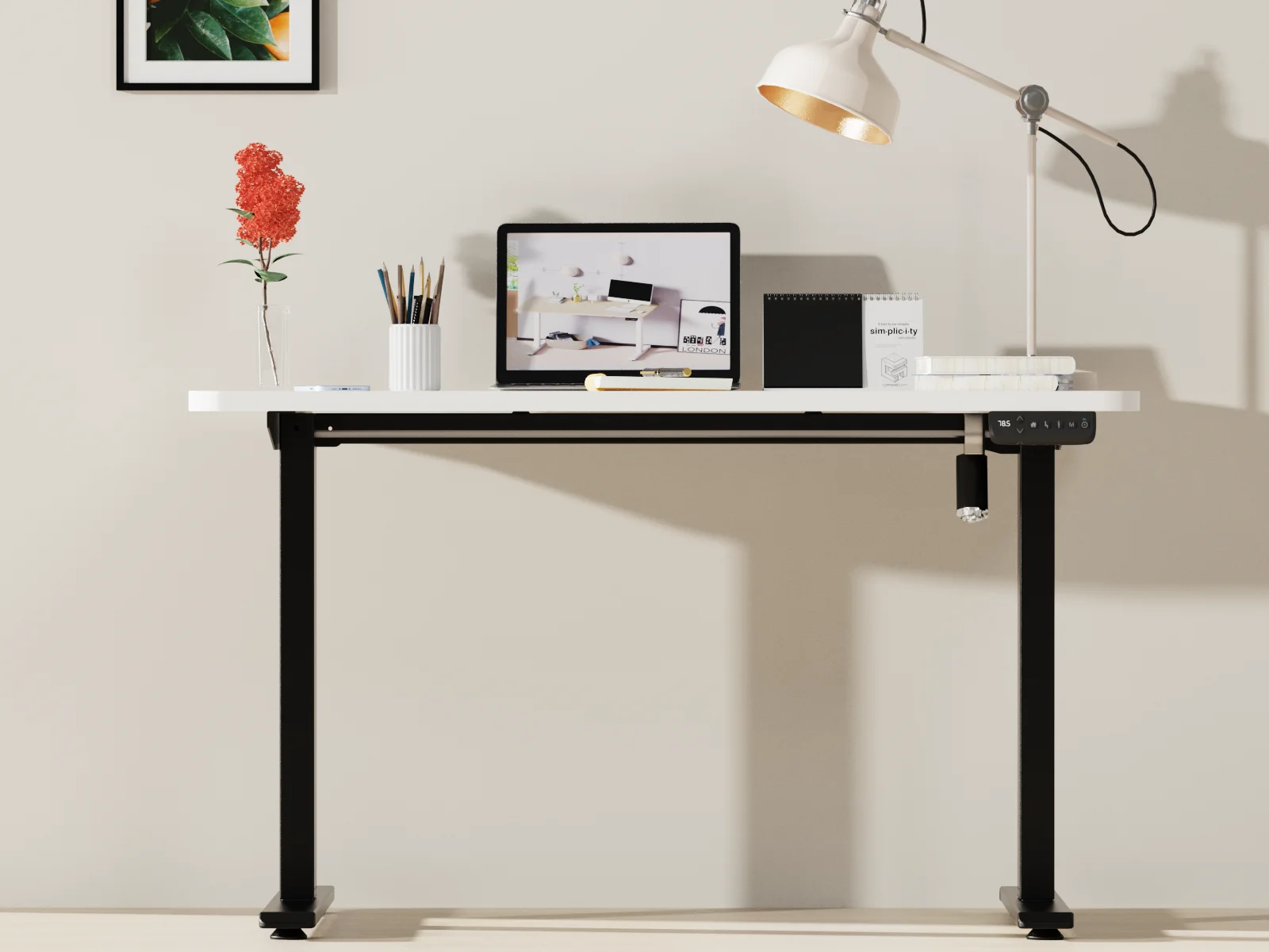 Home Office Type Dual Motor Adjustable Automatic Lifting Table Metal Frame Desk Stand