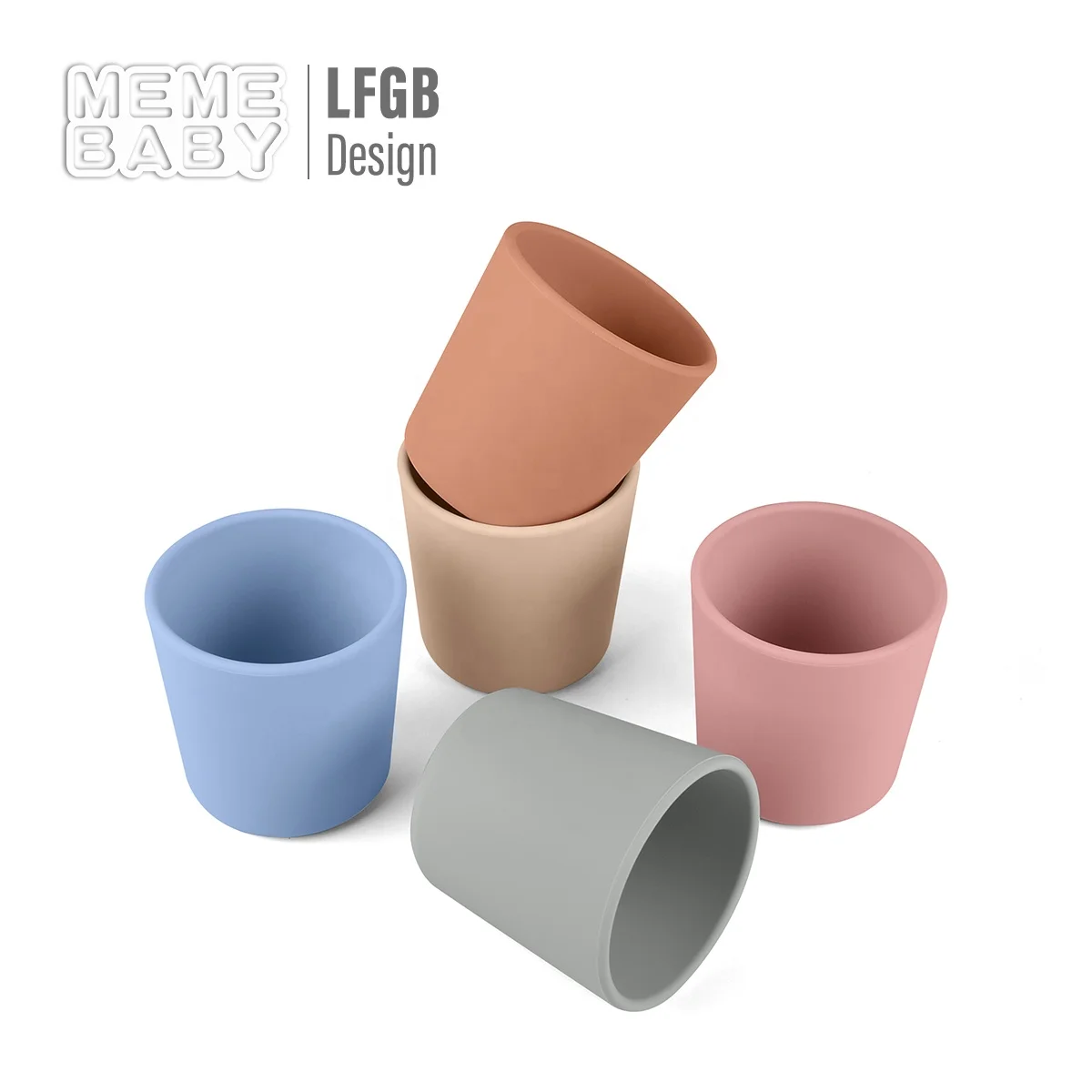 BPA Free LFGB Approved Silicone Baby Stacking Cups Kids Drinkware Collapsible Cups Cute Mini Playing Cups
