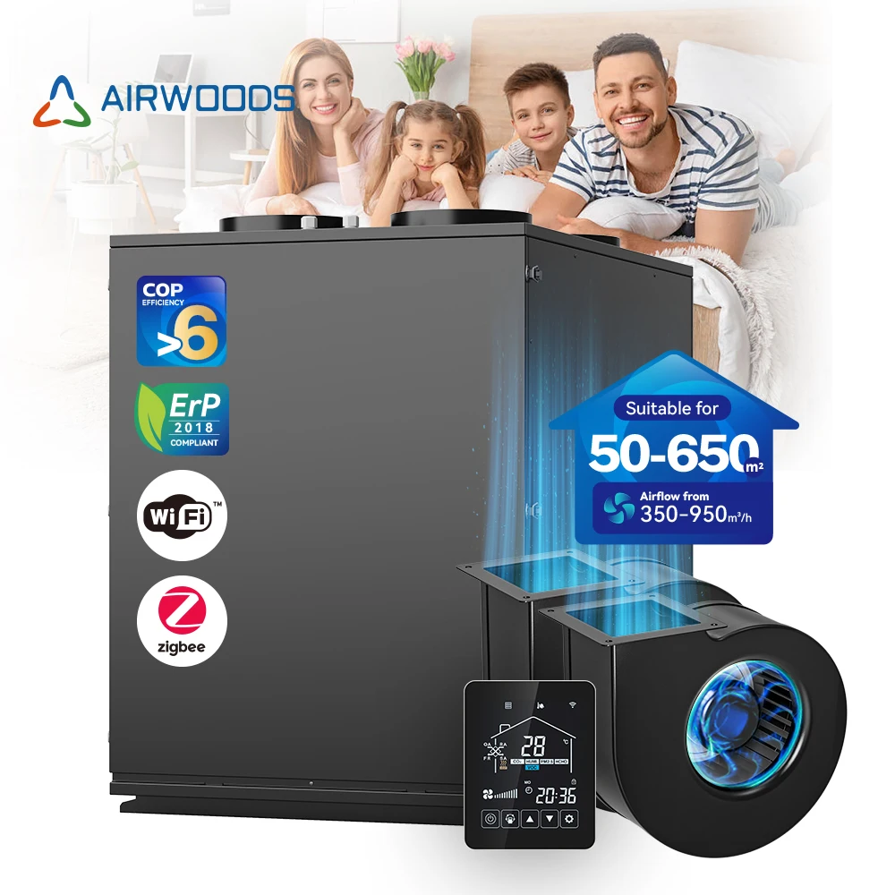 WIFI control 500 rated airflow Airwoods DC inverter with  -15℃ 50℃operation temp with constant EC fans